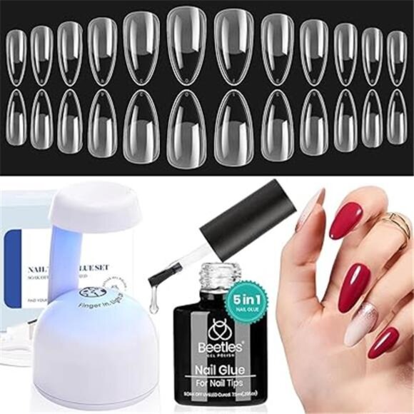 Gel Nail Kit Easy Nail Extension Set Etch X Nail Tips 500Pcs Half Matte Pre-file - Picture 7 of 7